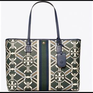 Tory Burch Gemini Link Canvas Large Geo Print Top-Zip Tote